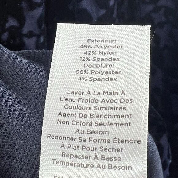 Talbot Navy Blue Burnout Velvet Blouse Size S Long Sleeve Damask - Picture 12 of 12